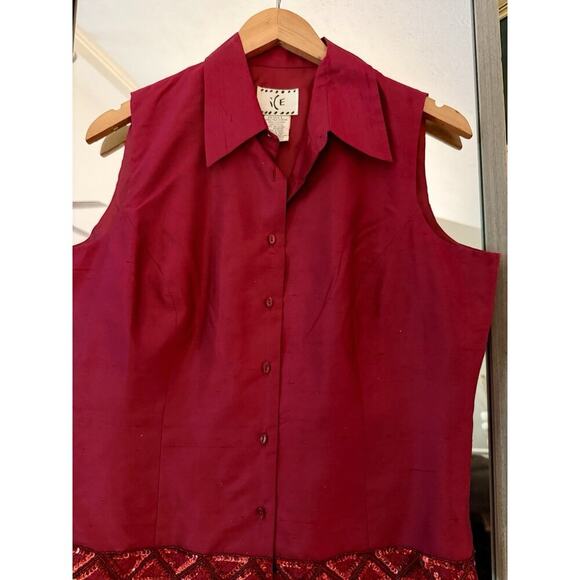 The IcE Suit Womens Large Coral Silk Top NWT - Picture 2 of 5